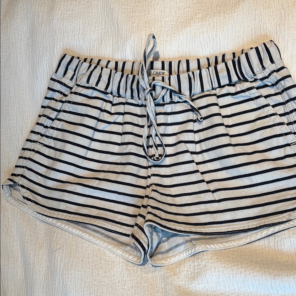 J. Crew Athletic White and Blue Shorts with Elastic Waistband